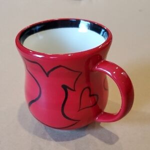 Gail Pittman rare 05 signed Vibrant Red and Black Heart Design Mug
